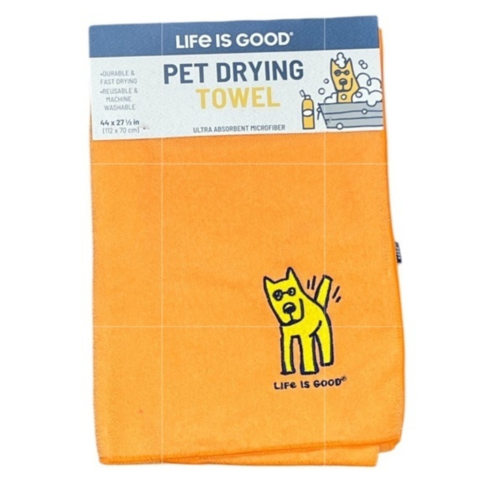 PETS - Life is good - 2/$28 - ‘Jake - Orange’ pet drying towel. NWT.